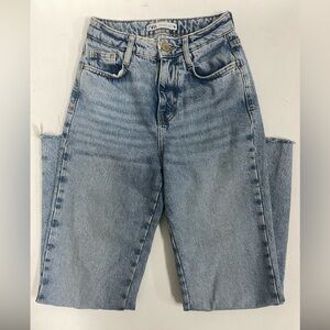 Zara High Rise Raw Hem Jeans